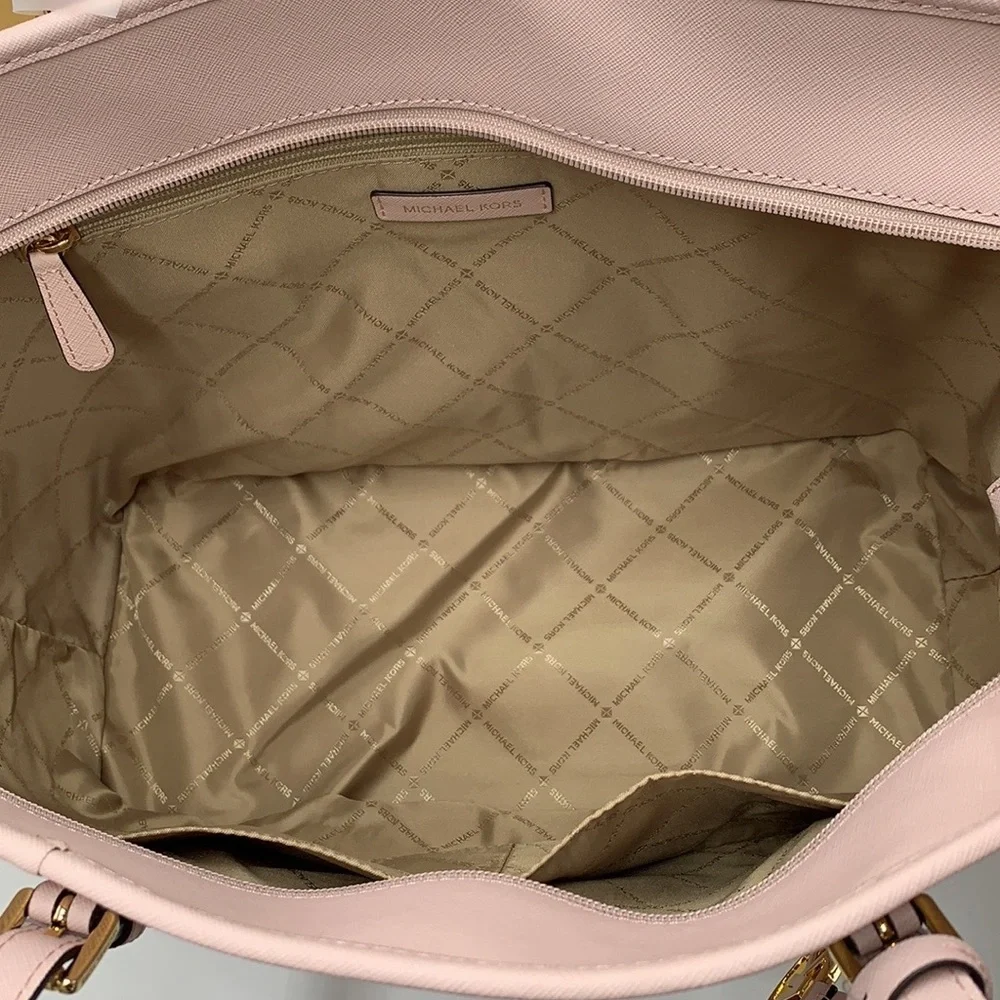MICHAEL KORS POWDER BLUSH COLOR  Jet Set Travel Large Logo Tote Bag